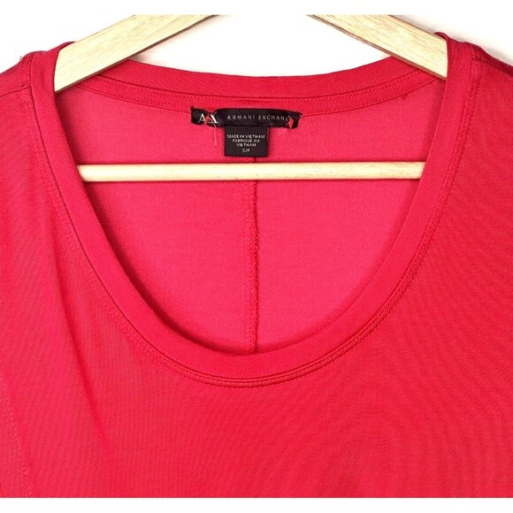 A/X Armani Exchange Womens T Shirt Wrap V-Neck Short Sleeve Tee Pink Size Small - Picture 3 of 13